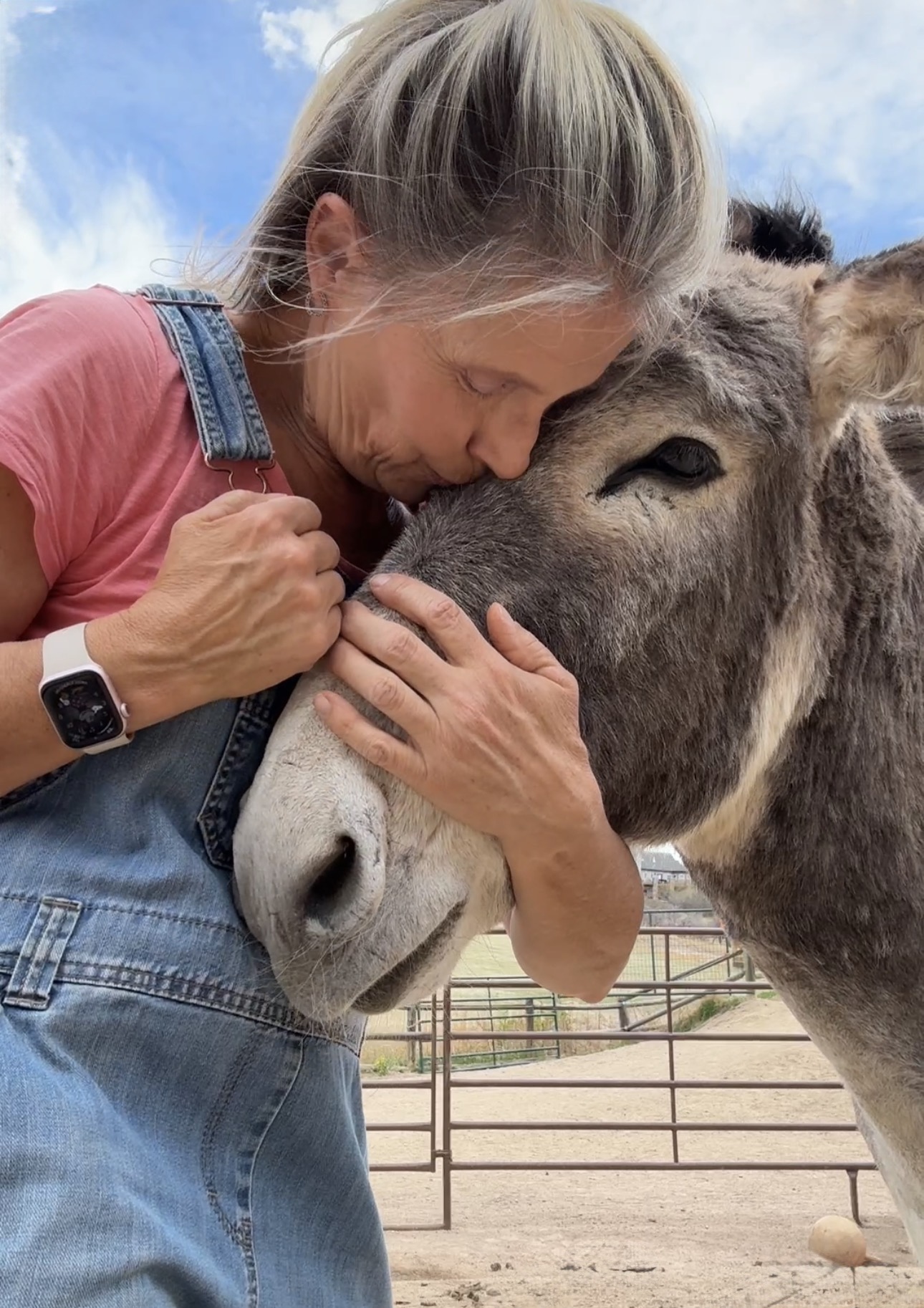 Aunt Stacy with a burro